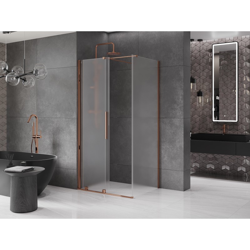 Mexen Velar cabine de douche coulissante 110 x 120 cm, givré, or rose - 871-110-120-31-60