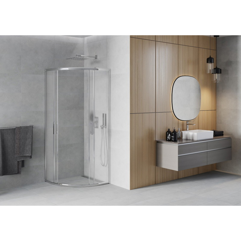 Mexen Rio cabine de douche demi-circulaire 90 x 90 cm, dépoli, chrome - 863-090-090-01-30