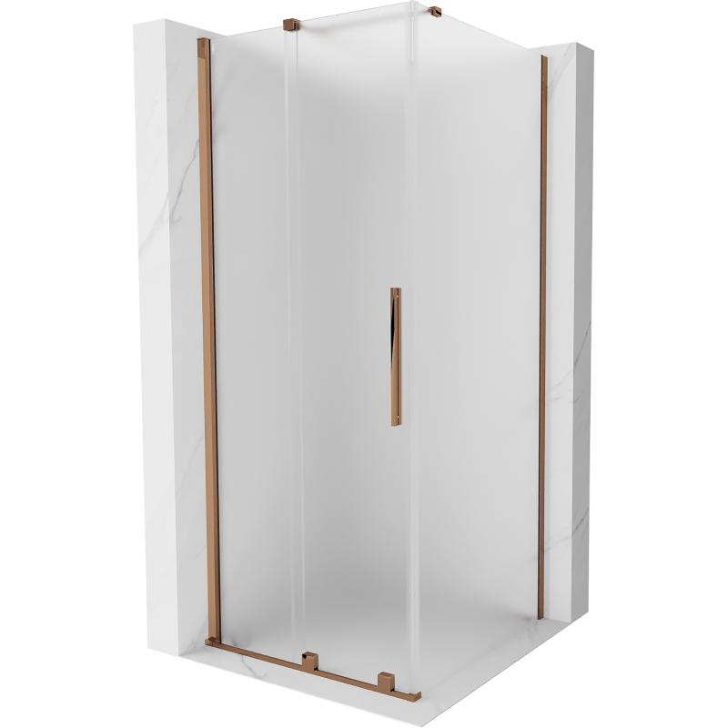 Cabine de douche coulissante Mexen Velar 90 x 90 cm, givré, or rose - 871-090-090-31-60