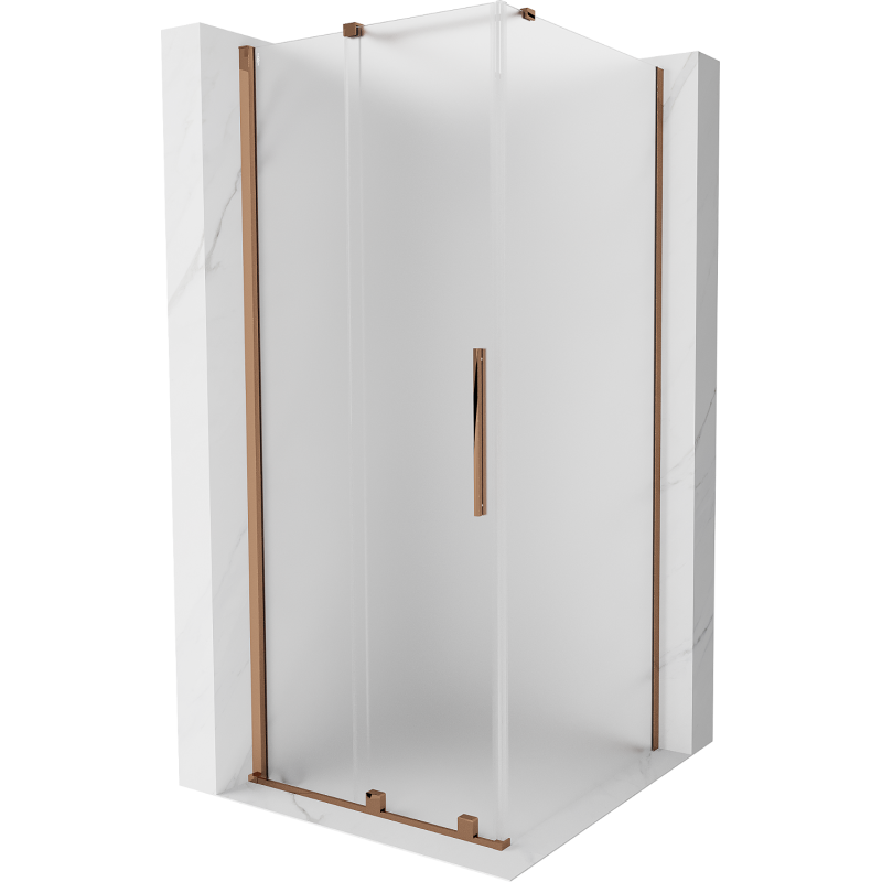 Cabine de douche coulissante Mexen Velar 100 x 100 cm, verre dépoli, or rose - 871-100-100-31-60