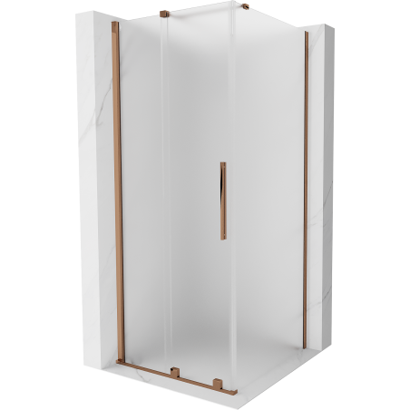 Cabine de douche coulissante Mexen Velar 100 x 100 cm, verre dépoli, or rose - 871-100-100-31-60
