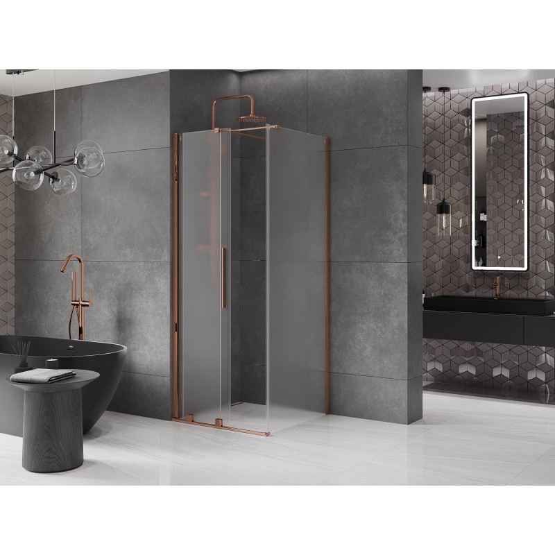 Mexen Velar cabine de douche coulissante 120 x 120 cm, givre, or rose - 871-120-120-31-60