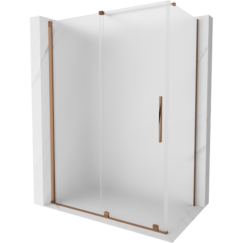 Cabine de douche coulissante Mexen Velar 130 x 75 cm, givre, or rose - 871-130-075-31-60