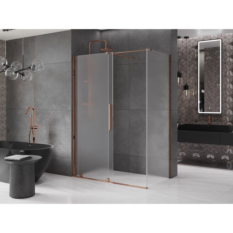Mexen Velar cabine de douche coulissante 130 x 75 cm, givre, or rose - 871-130-075-31-60
