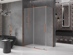 Mexen Velar cabine de douche coulissante 140 x 70 cm, givrée, or rose - 871-140-070-31-60
