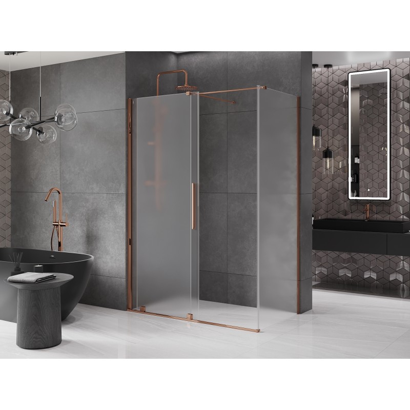 Mexen Velar cabine de douche coulissante 140 x 70 cm, givrée, or rose - 871-140-070-31-60