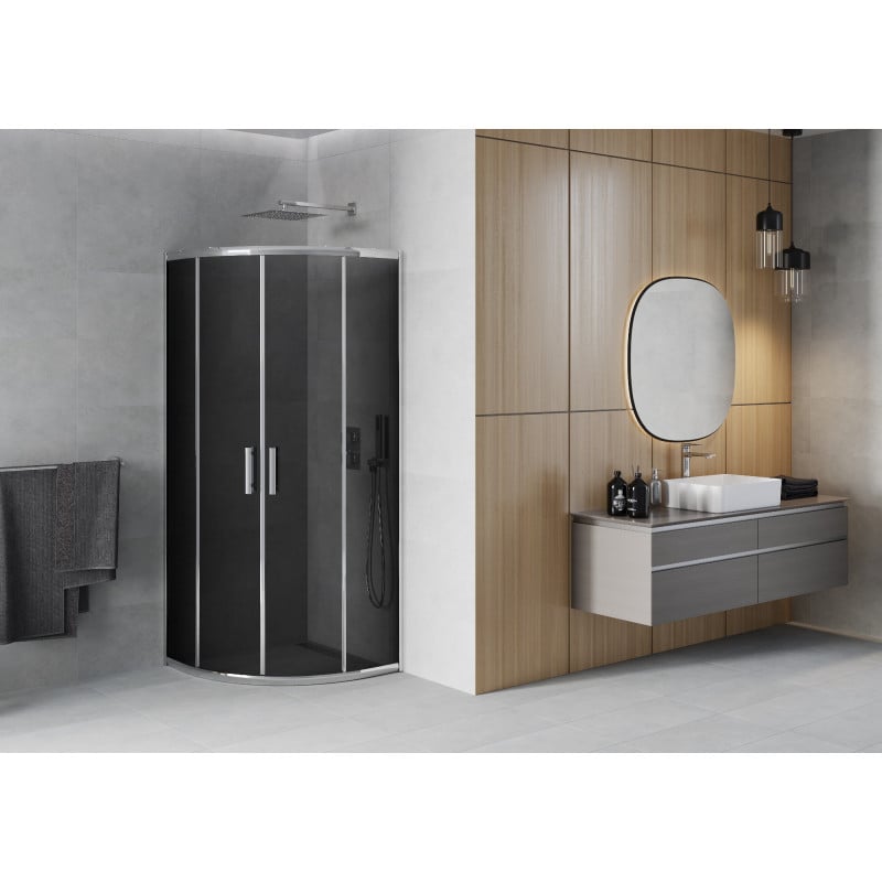 Mexen Rio cabine de douche semi-circulaire 70 x 70 cm, graphite, chrome - 863-070-070-01-40