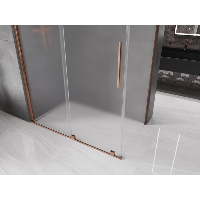 Mexen Velar cabine de douche coulissante 150 x 75 cm, givré, or rose - 871-150-075-31-60