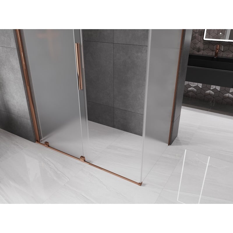 Mexen Velar cabine de douche coulissante 150 x 75 cm, givré, or rose - 871-150-075-31-60
