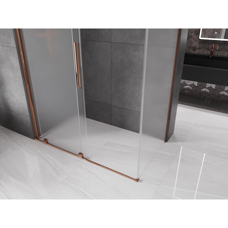 Mexen Velar cabine de douche coulissante 140 x 75 cm, givre, or rose - 871-140-075-31-60