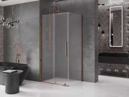 Mexen Velar cabine de douche coulissante 140 x 100 cm, givrée, or rose - 871-140-100-31-60