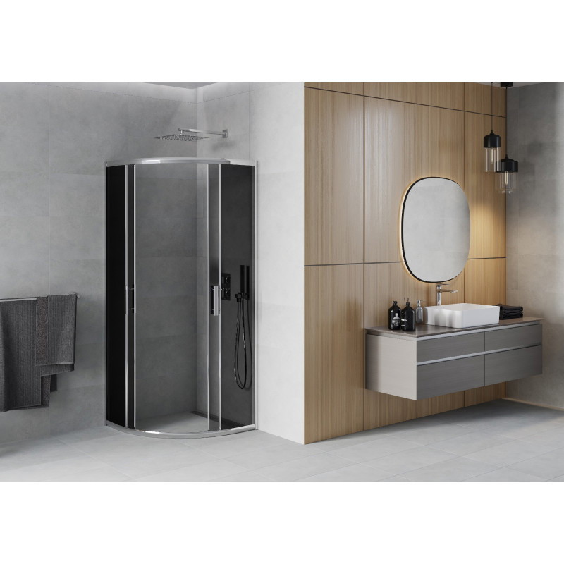 Mexen Rio cabine de douche semi-circulaire 90 x 90 cm, graphite, chrome - 863-090-090-01-40