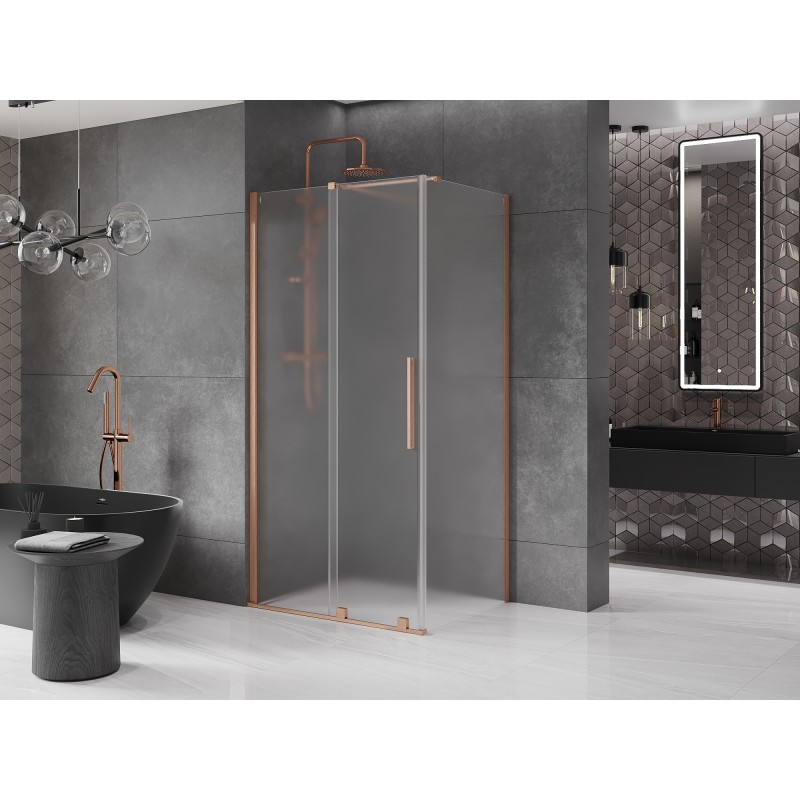 Mexen Velar cabine de douche coulissante 100 x 85 cm, givrée, cuivre brossé - 871-100-085-31-65