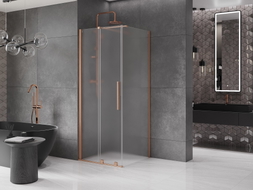 Mexen Velar cabine de douche coulissante 100 x 100 cm, givrée, cuivre brossé - 871-100-100-31-65