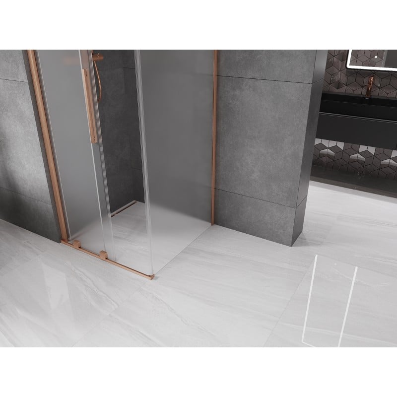 Mexen Velar cabine de douche coulissante 90 x 90 cm, givre, cuivre brossé - 871-090-090-31-65