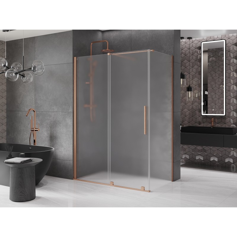 Mexen Velar cabine de douche coulissante 140 x 80 cm, givre, cuivre brossé - 871-140-080-31-65