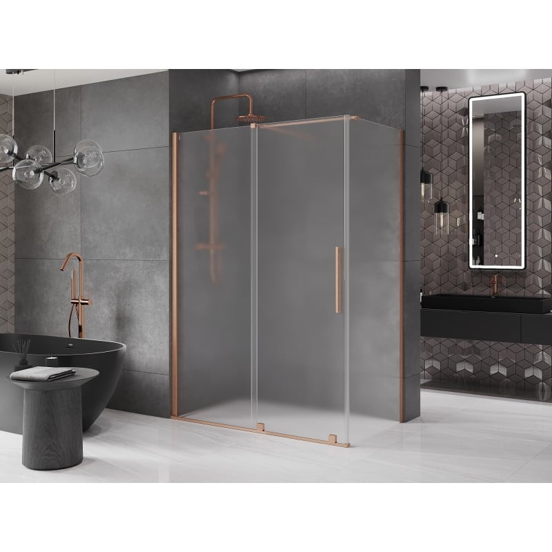 Mexen Velar cabine de douche coulissante 140 x 85 cm, givré, cuivre brossé - 871-140-085-31-65