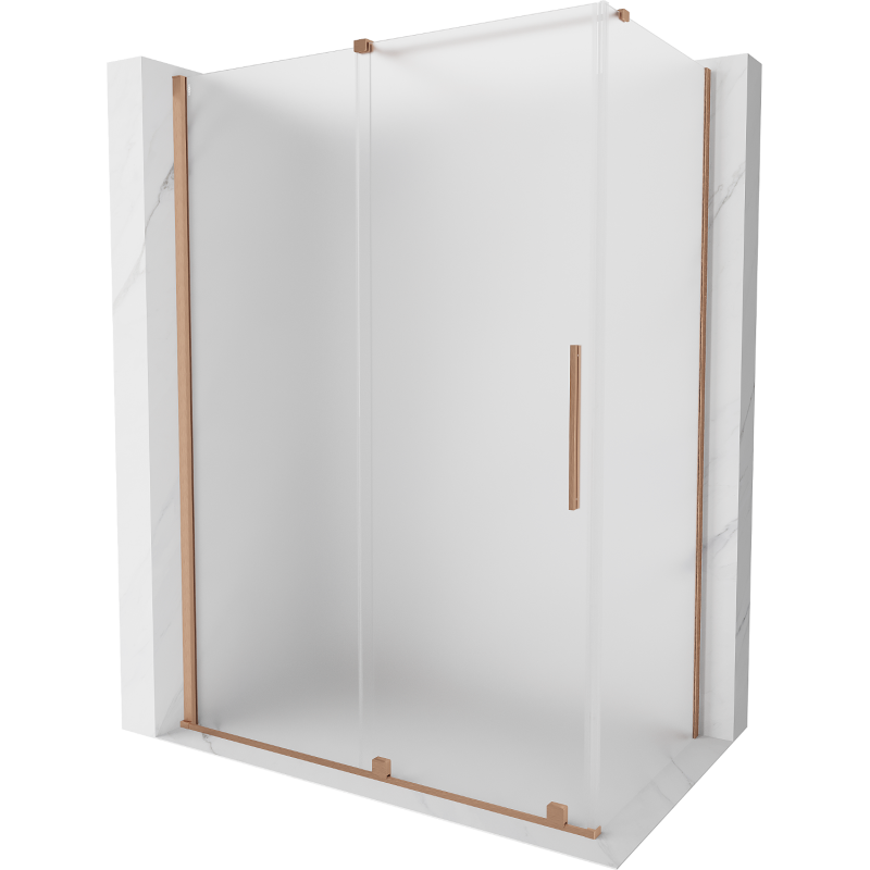 Mexen Velar cabine de douche coulissante 160 x 75 cm, verre dépoli, cuivre brossé - 871-160-075-31-65