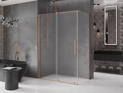 Mexen Velar cabine de douche coulissante 160 x 75 cm, verre dépoli, cuivre brossé - 871-160-075-31-65