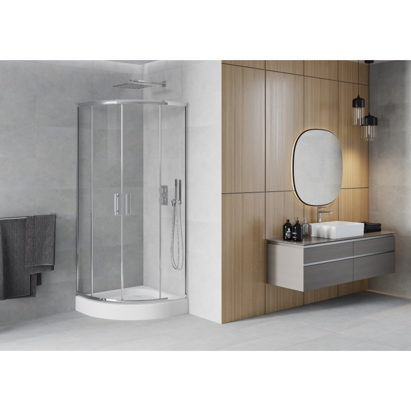 Mexen Rio cabine de douche semi-circulaire 70 x 70 cm, transparent, chrome + receveur, blanc - 863-070-070-01-00-4710