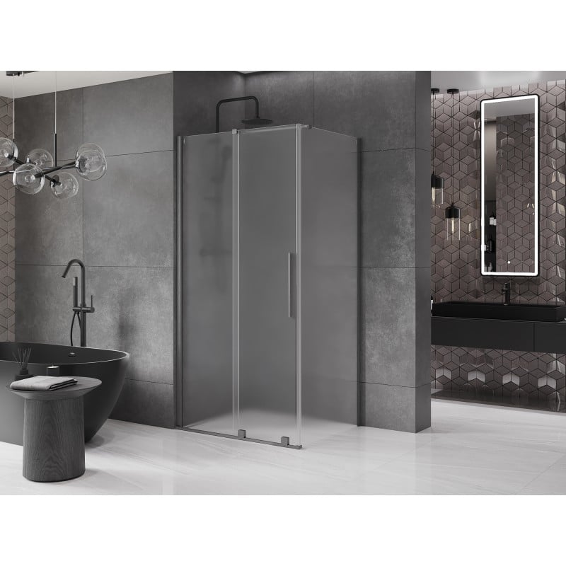 Mexen Velar cabine de douche coulissante 90 x 100 cm, givre, gris canon brossé - 871-090-100-31-66