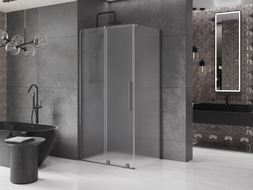 Mexen Velar cabine de douche coulissante 90 x 120 cm, givré, gris canon brossé - 871-090-120-31-66