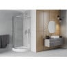 Mexen Rio cabine de douche semi-circulaire 80 x 80 cm, transparent, chrome + receveur Rio, blanc - 863-080-080-01-00-4710