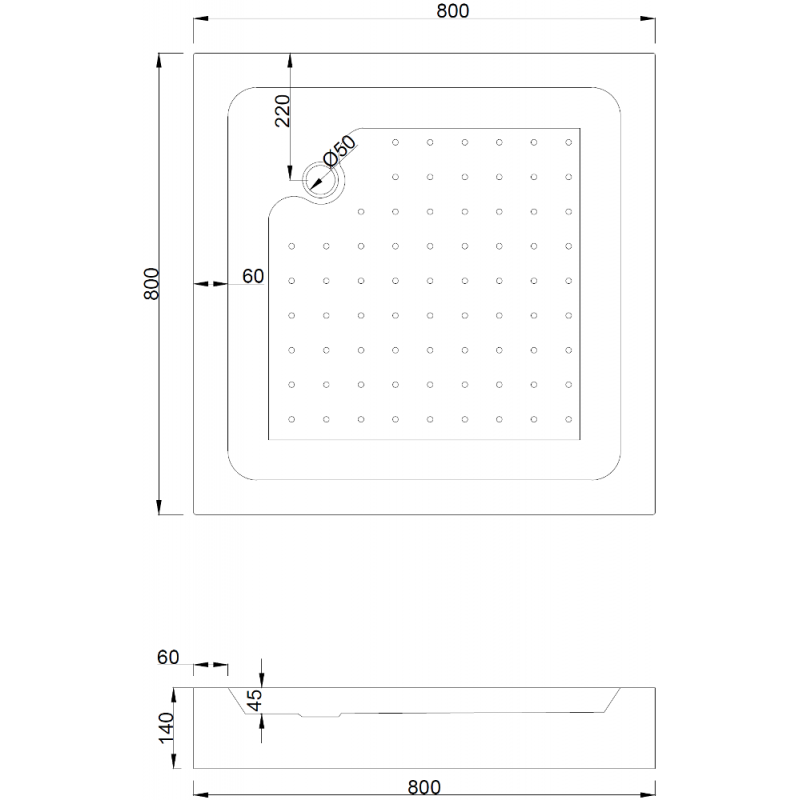 Mexen Rio receveur de douche carré 80 x 80 cm, blanc - 45108080