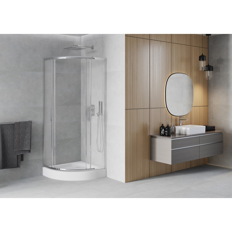 Mexen Rio cabine de douche semi-circulaire 70 x 70 cm, givrée, chrome + receveur, blanc - 863-070-070-01-30-4710
