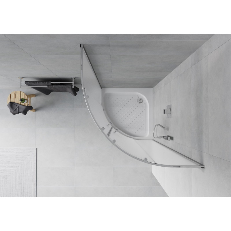 Mexen Rio cabine de douche semi-circulaire 70 x 70 cm, givrée, chrome + receveur, blanc - 863-070-070-01-30-4710