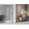 Mexen Rio cabine de douche demi-circulaire 80 x 80 cm, dépoli, chrome + receveur Rio, blanc - 863-080-080-01-30-4710