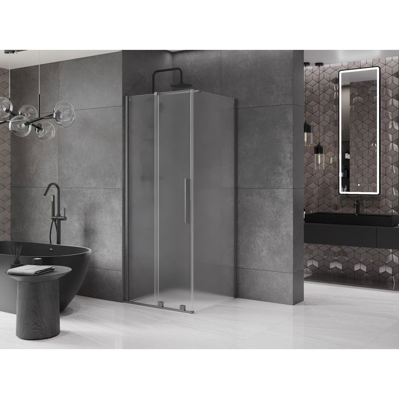 Mexen Velar cabine de douche coulissante 120 x 120 cm, dépoli, gris canon brossé - 871-120-120-31-66