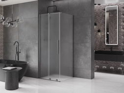Mexen Velar cabine de douche coulissante 110 x 110 cm, givrée, gris canon brossé - 871-110-110-31-66