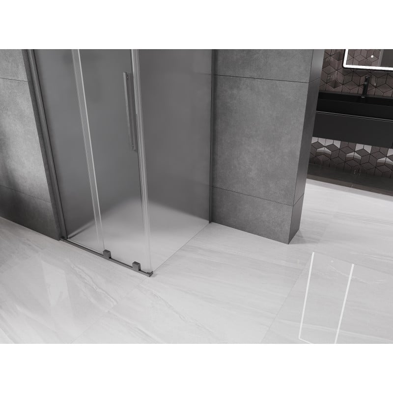 Mexen Velar cabine de douche coulissante 110 x 110 cm, givrée, gris canon brossé - 871-110-110-31-66