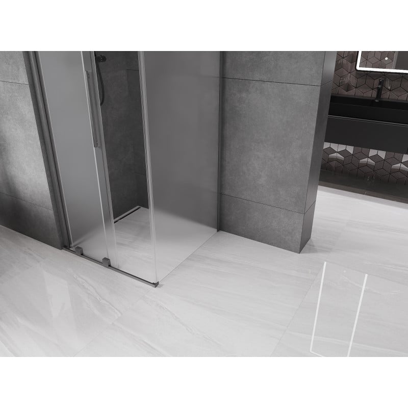 Mexen Velar cabine de douche coulissante 110 x 110 cm, givrée, gris canon brossé - 871-110-110-31-66