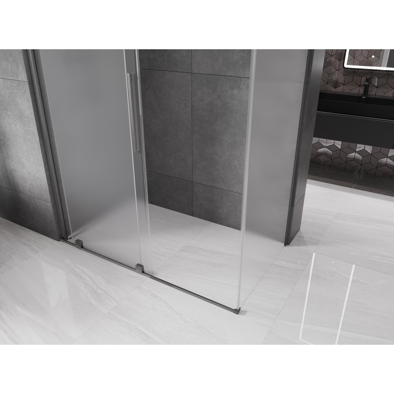 Mexen Velar cabine de douche coulissante 140 x 70 cm, dépoli, gris canon brossé - 871-140-070-31-66