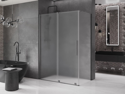 Mexen Velar cabine de douche coulissante 140 x 85 cm, givré, gris métallisé brossé - 871-140-085-31-66