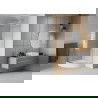 Cabine de douche Mexen Rio demi-ronde 70 x 70 cm, rayures, chrome + receveur Rio, blanc - 863-070-070-01-20-4710