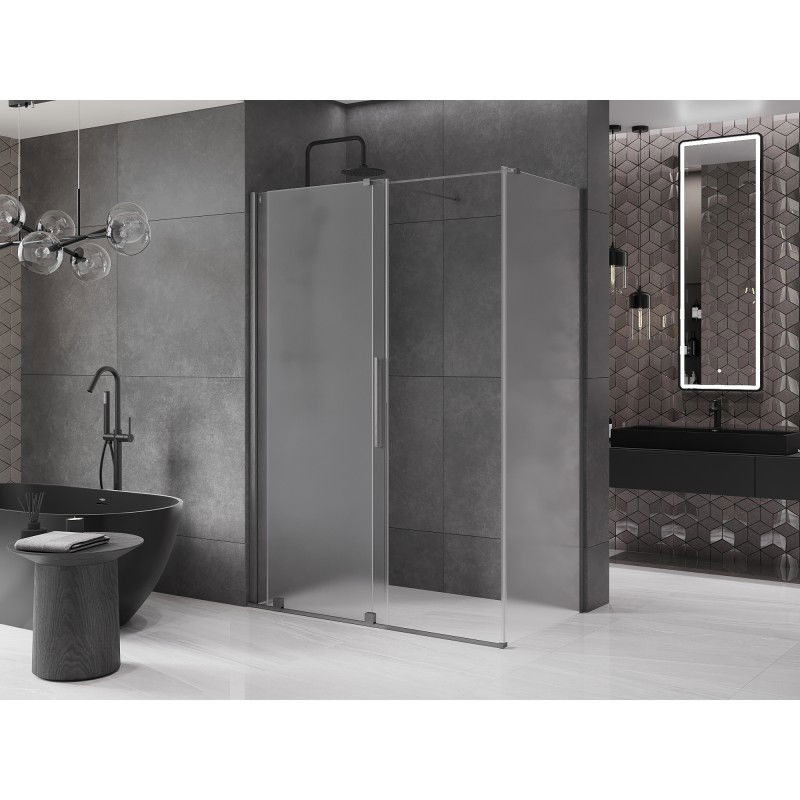 Mexen Velar cabine de douche coulissante 150 x 75 cm, givre, gris canon brossé - 871-150-075-31-66