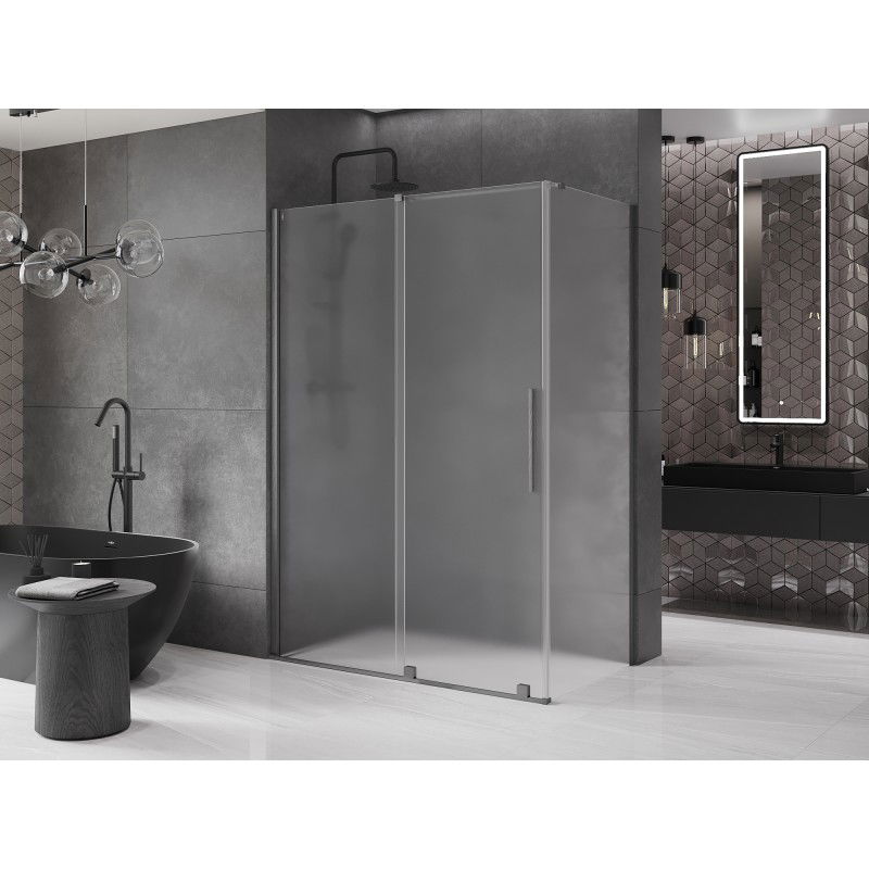 Mexen Velar cabine de douche coulissante 150 x 75 cm, givre, gris canon brossé - 871-150-075-31-66