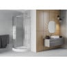 Cabine de douche Mexen Rio semicirculaire 90 x 90 cm, rayures, chromé + bac de douche Rio, blanc - 863-090-090-01-20-4710