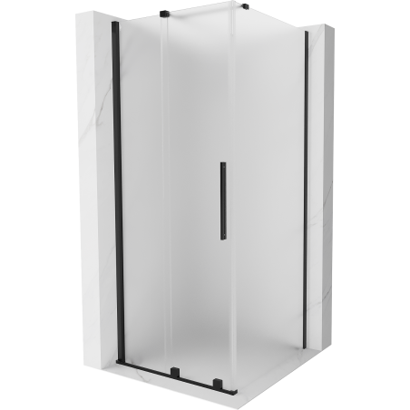 Mexen Velar cabine de douche coulissante 100 x 100 cm, givré, noir - 871-100-100-31-70
