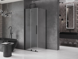 Mexen Velar cabine de douche coulissante 100 x 100 cm, givré, noir - 871-100-100-31-70