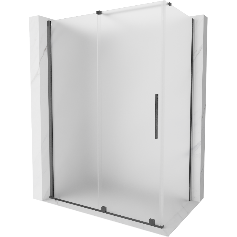 Mexen Velar cabine de douche coulissante 160 x 80 cm, givre, gris canon brossé - 871-160-080-31-66