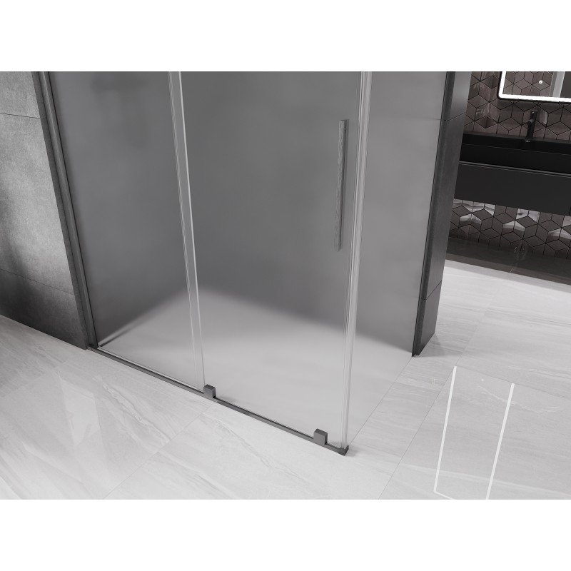 Mexen Velar cabine de douche coulissante 160 x 80 cm, givre, gris canon brossé - 871-160-080-31-66