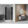 Mexen Rio cabine de douche demi-circulaire 70 x 70 cm, graphite, chrome + bac à douche, blanc - 863-070-070-01-40-4710