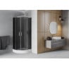 Mexen Rio cabine de douche semi-circulaire 80 x 80 cm, graphite, chrome + receveur de douche Rio, blanc - 863-080-080-01-40-471?