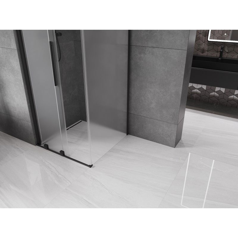 Mexen Velar cabine de douche coulissante 110 x 110 cm, givrée, noire - 871-110-110-31-70