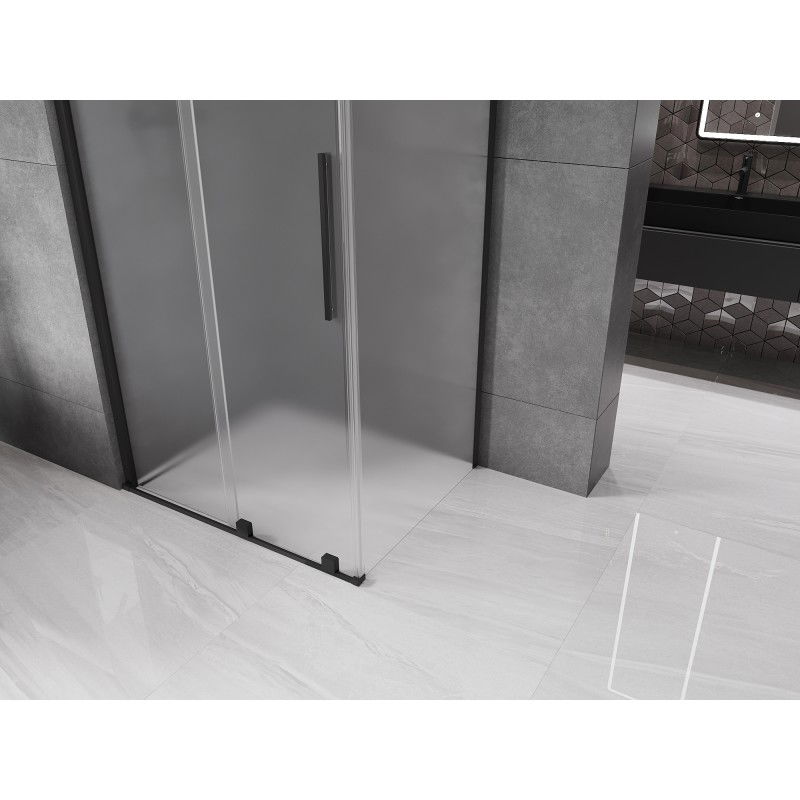 Mexen Velar cabine de douche coulissante 120 x 85 cm, givrée, noire - 871-120-085-31-70