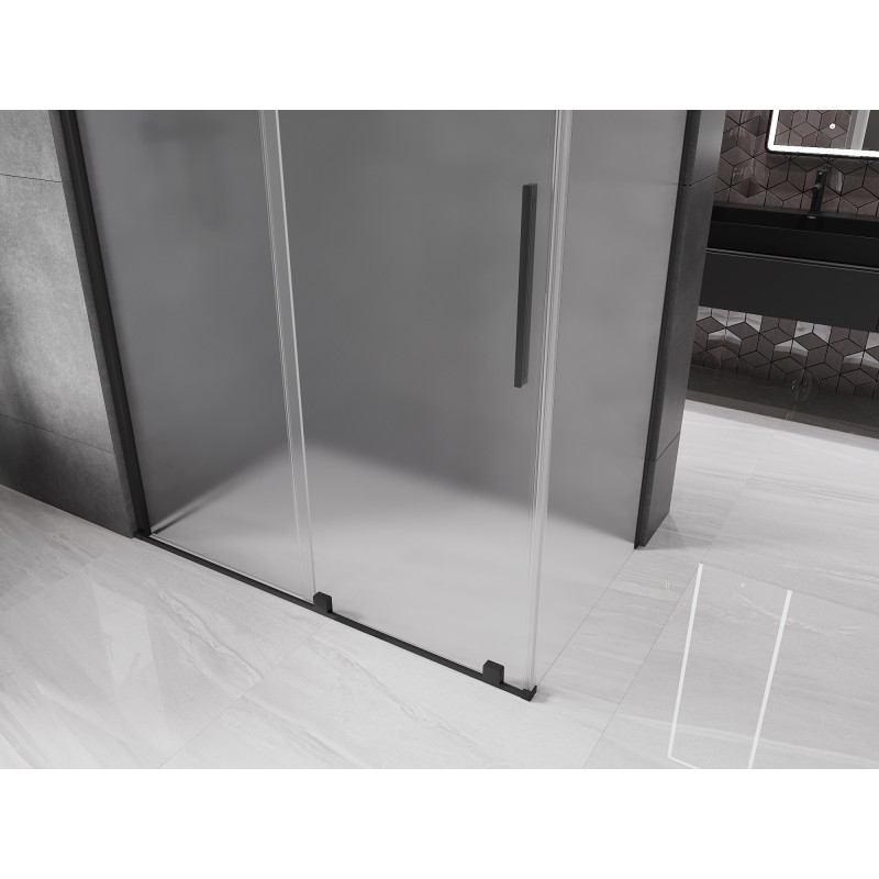 Mexen Velar cabine de douche coulissante 130 x 75 cm, givré, noir - 871-130-075-31-70